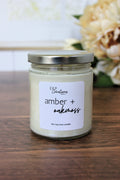 Amber + Oakmoss scented soy candle