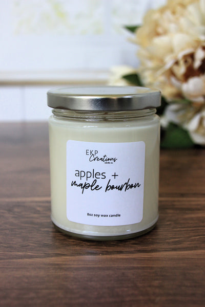 Apples + Maple Bourbon scented soy candle