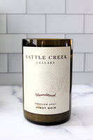 Upcycled Battle Creek Pinot Noir wine bottle candle
