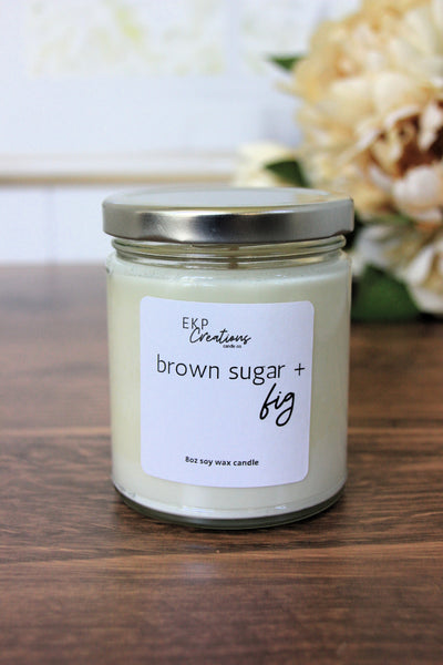 Brown Sugar + Fig scented soy candle