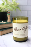 Apples + Maple Bourbon scented soy candle handmade in a repurposed wine bottle