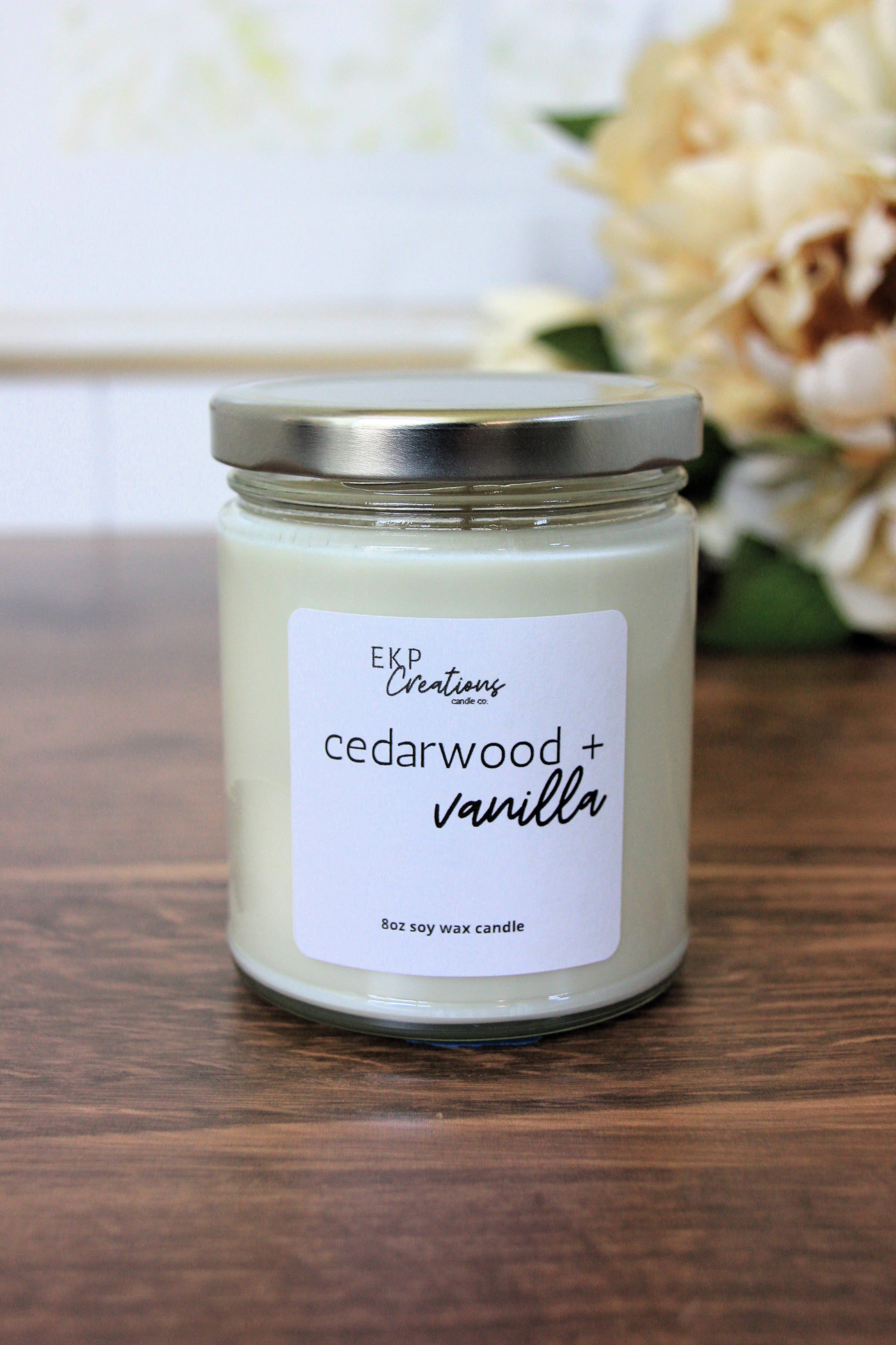 Cedarwood + Vanilla scented soy candle