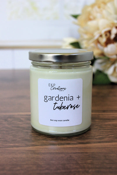 Gardenia + Tuberose scented soy candle