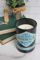 Upcycled Hendrick's Gin Neptunia liquor bottle candle