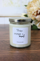 Orange + Mint scented soy candle