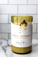 Upcycled Robert Mondavi Pinot Noir wine bottle candle