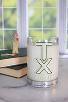 Leather + Oak scented soy candle handmade in a repurposed whiskeybottle