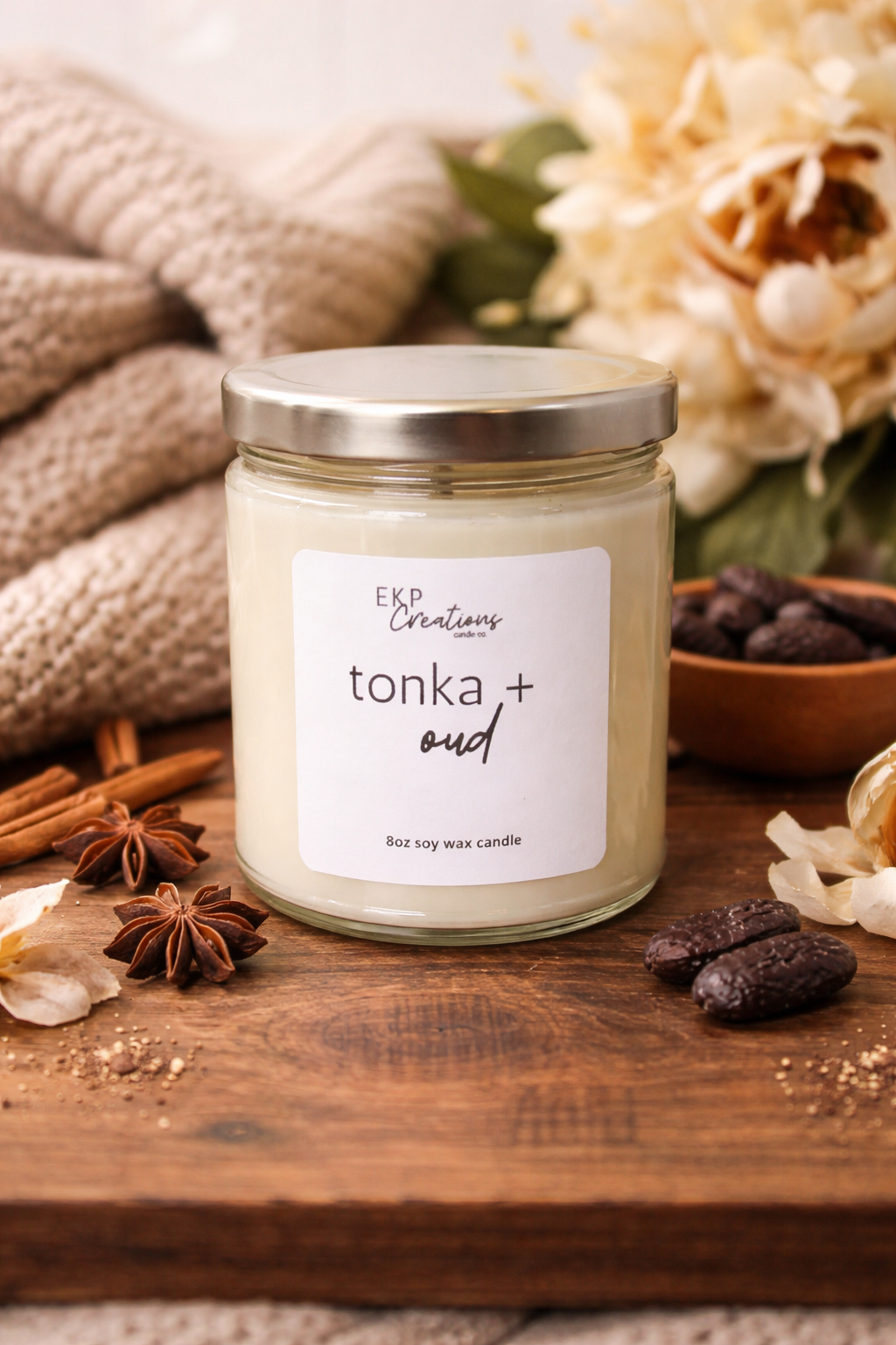Tonka + Oud 8oz Soy Candle
