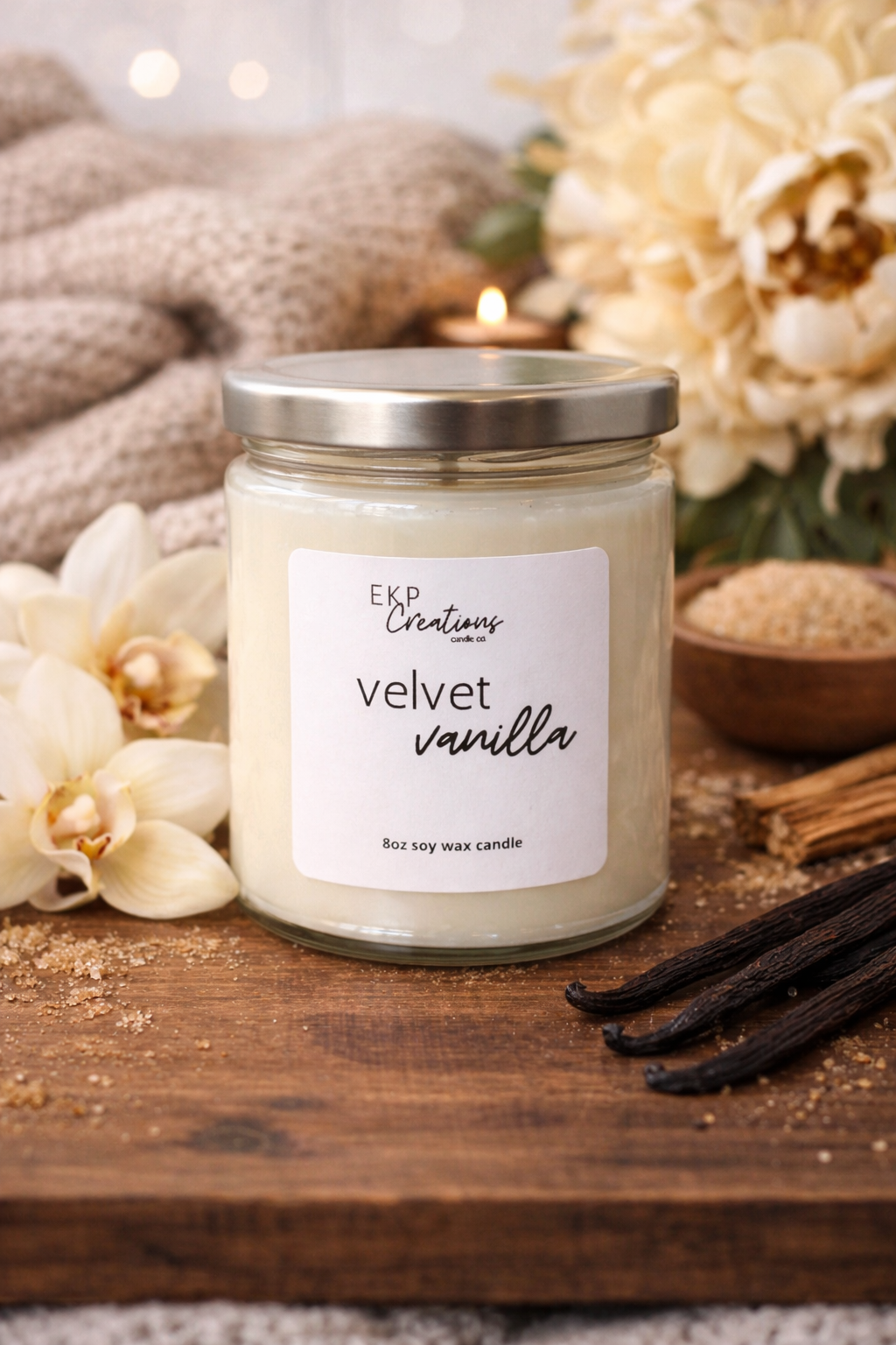 Velvet Vanilla 8oz Soy Candle