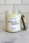 8oz White Sage + Lavender scented soy candle