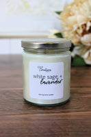 White Sage + Lavender scented soy candle