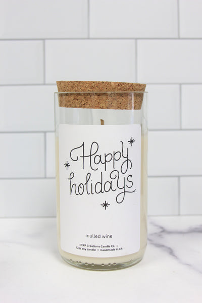Happy holidays candle